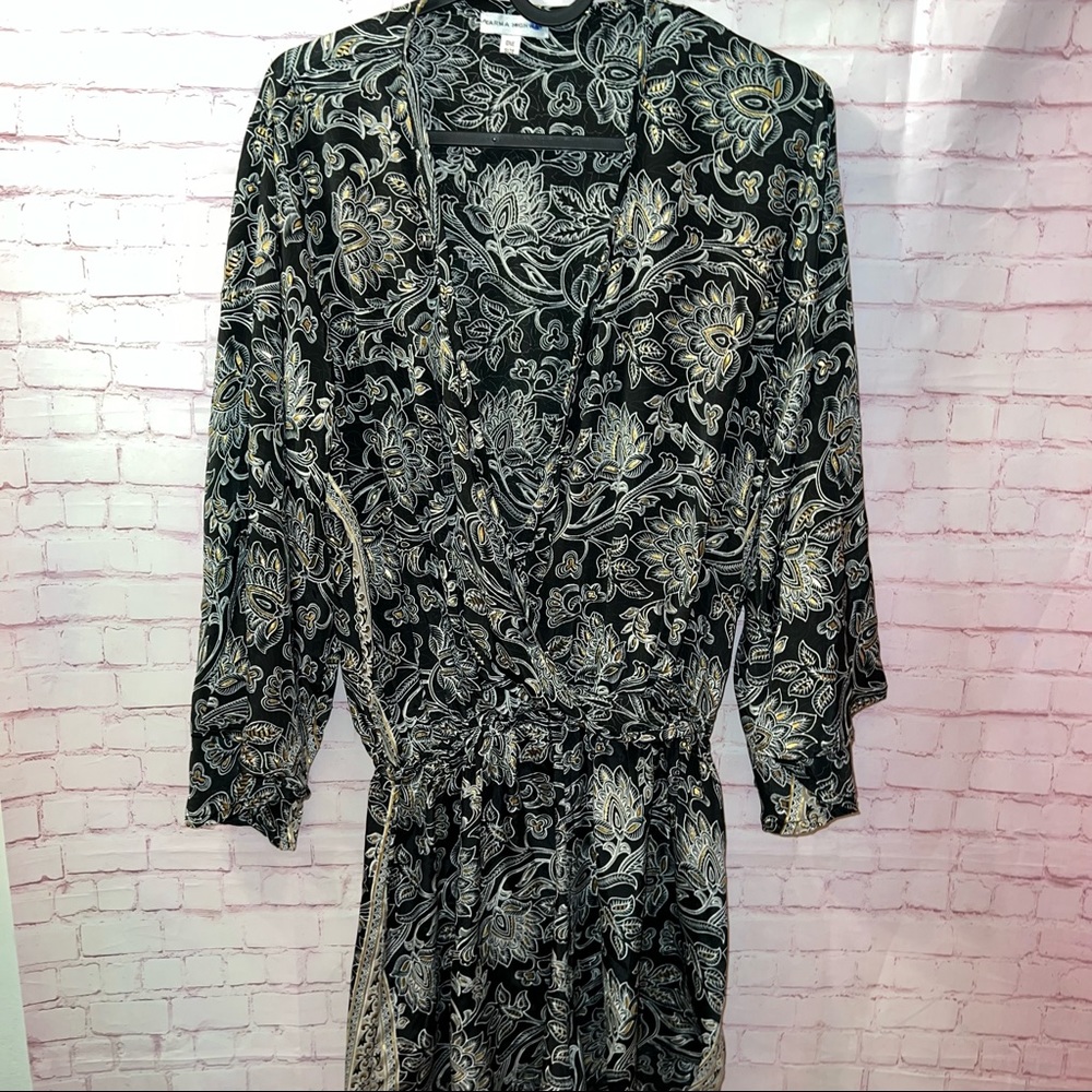 KARMA HIGHWAY Black Gold Floral Viscose Romper OS
